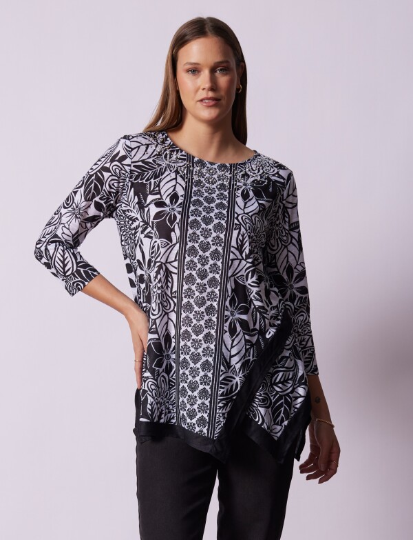 Blusa Print Brillo NEGRO/BLANCO