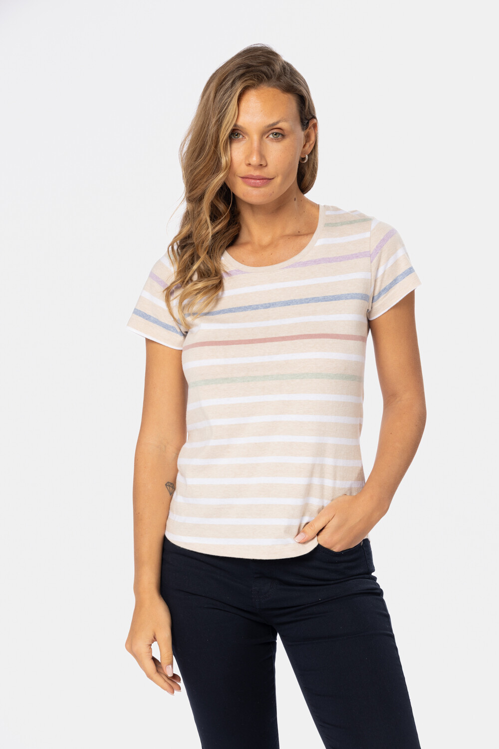 REMERA RAYADA Beige