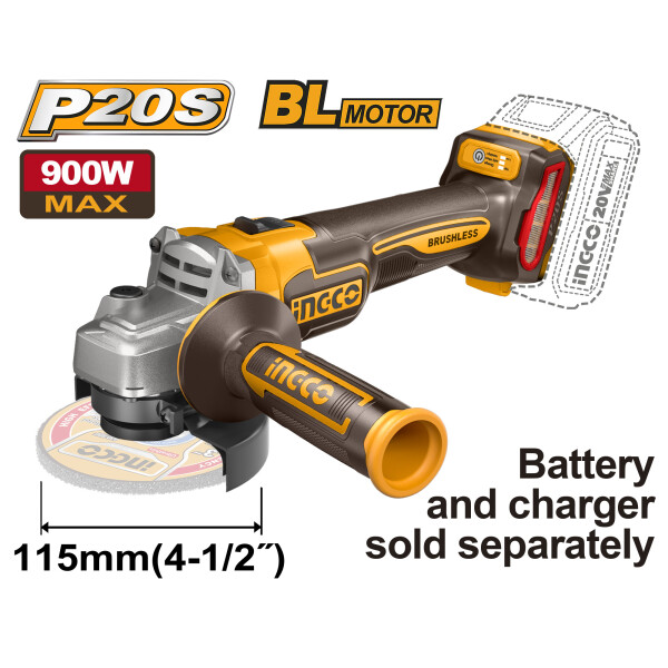 AMOLADORA 20V BRUSHLESS 4 1/2 115M INGCO CAGLI21154 AMOLADORA 20V BRUSHLESS 4 1/2 115M INGCO CAGLI21154