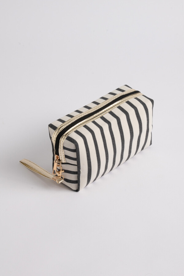 Necessaire de tela rayas Crudo Y Azul