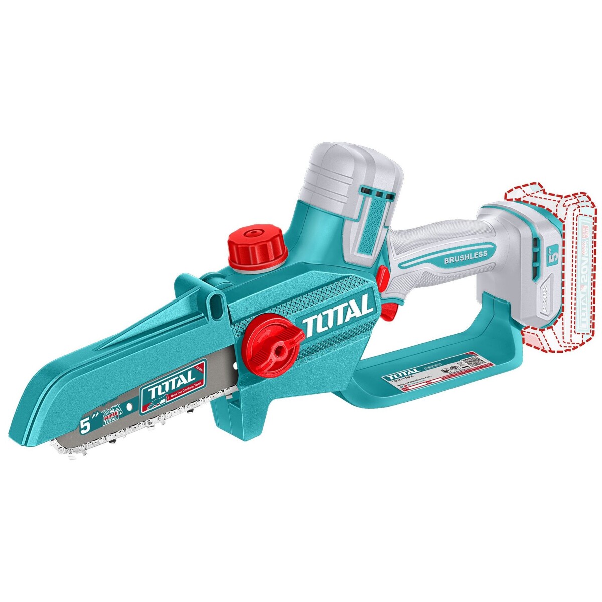 Motosierra De Mano Inalámbrica 5" Sin Carbones, A Batería 20v 