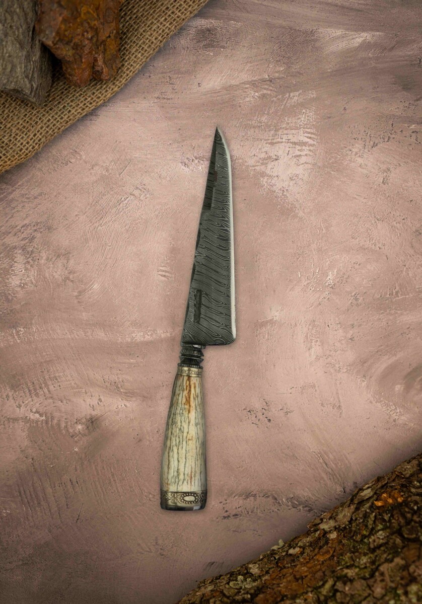 Cuchillo Cabo de Hueso - Acero de Damasco 