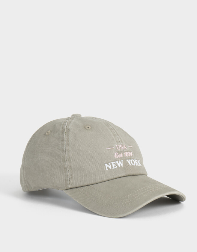 Caps Gorra Bordada Ny - Gris Claro