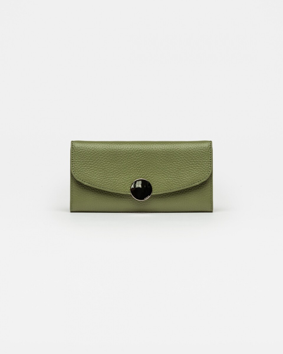 Billetera The Circle en cuero graneado - Verde 