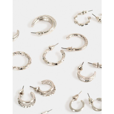 Aros Argollas Set Metal Plateado