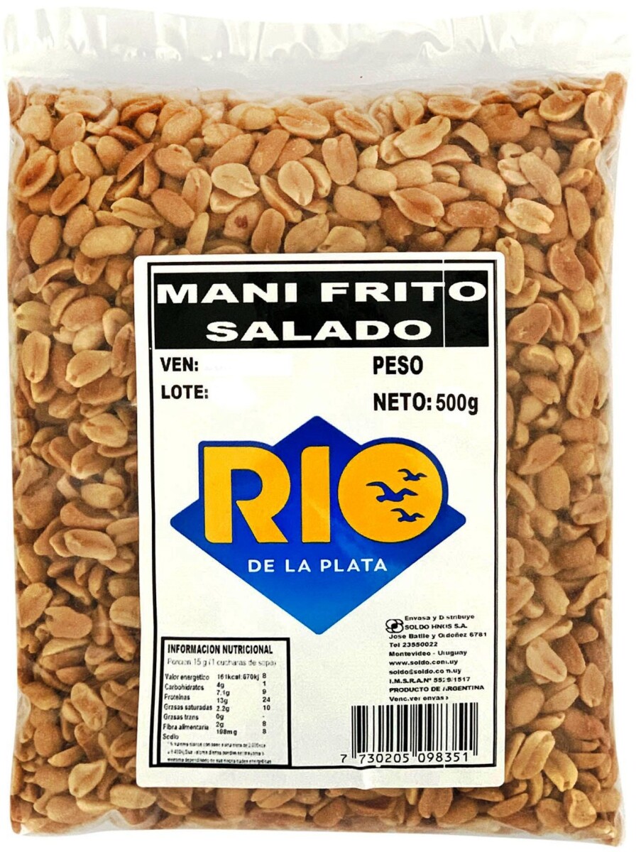 SNACK MANI PELADO TOST. RIO DE LA PLATA 500G C/SAL 