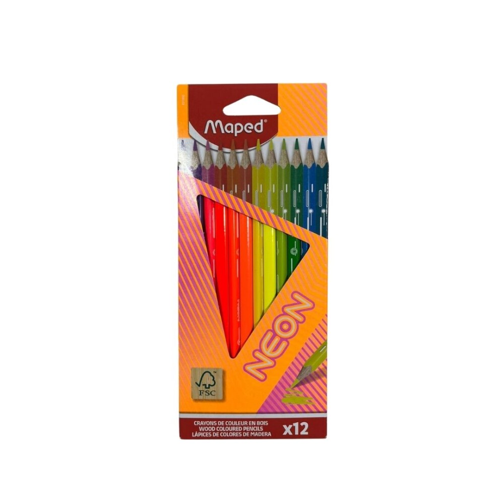 Lápices de Colores Neón Maped x12 LÁPICES DE COLORES NEÓN X12 MAPED