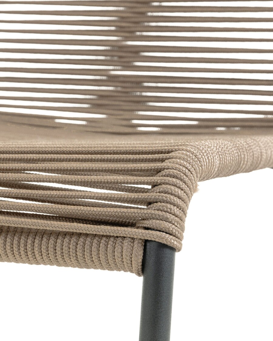 Silla Lambton de cuerda marrón y acero con acabado negro