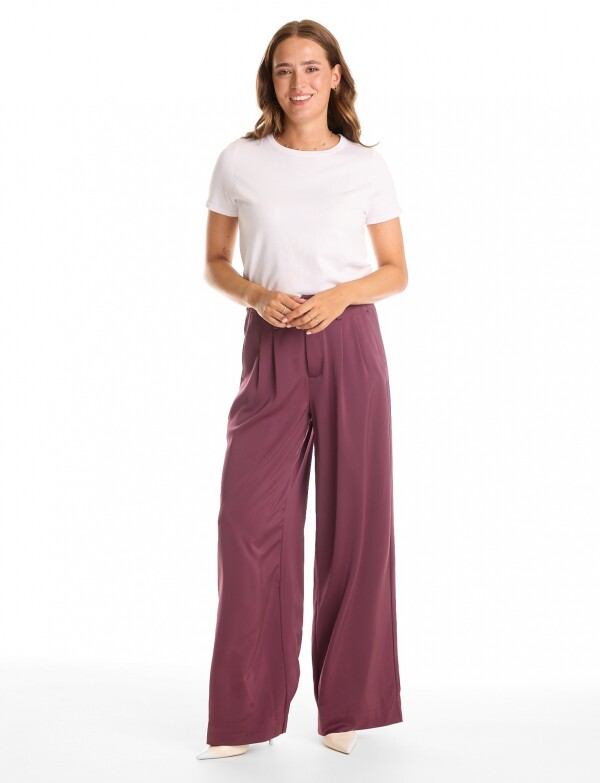 Pantalon Saten Wide BORDEAUX