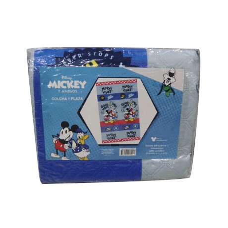 Colcha Capitoneada Infantil Estampada 1 Plaza Diseño Mickey Azul Colcha Capitoneada Infantil Estampada 1 Plaza Diseño Mickey Azul
