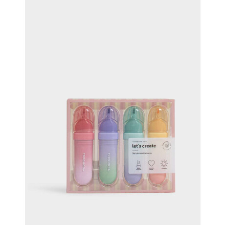 Set De 4 Resaltadores Colores Pasteles Combinacion Multicolor