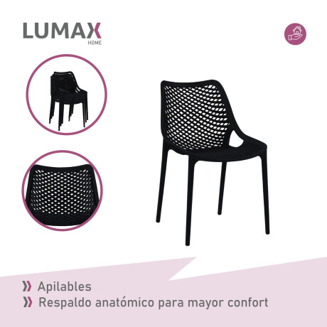 Silla Plastico Lumax Napoles exterior interior apilable Negro
