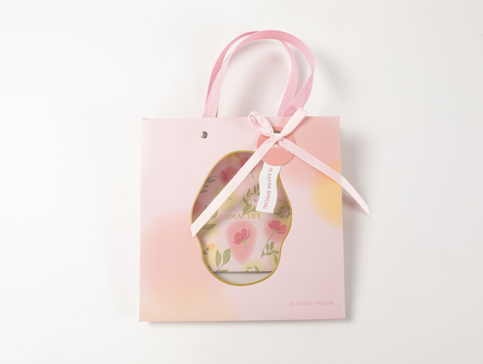 BOLSA DE REGALO CUADRADA FLORES ELEGANTES - M 