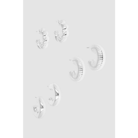 Set de aros con textura silver Plata