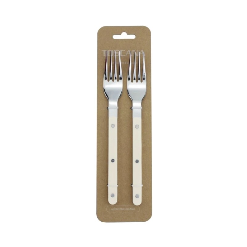 SET X2 TENEDOR DE MESA 20CM AC MANGO BEIGE TOSCANA SET X2 TENEDOR DE MESA 20CM AC MANGO BEIGE TOSCANA