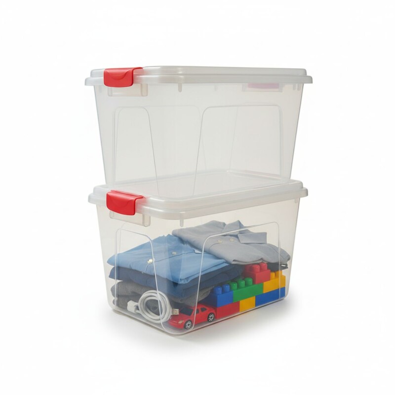 Set x2 Caja organizadora 65 lts TRANSPARENTE