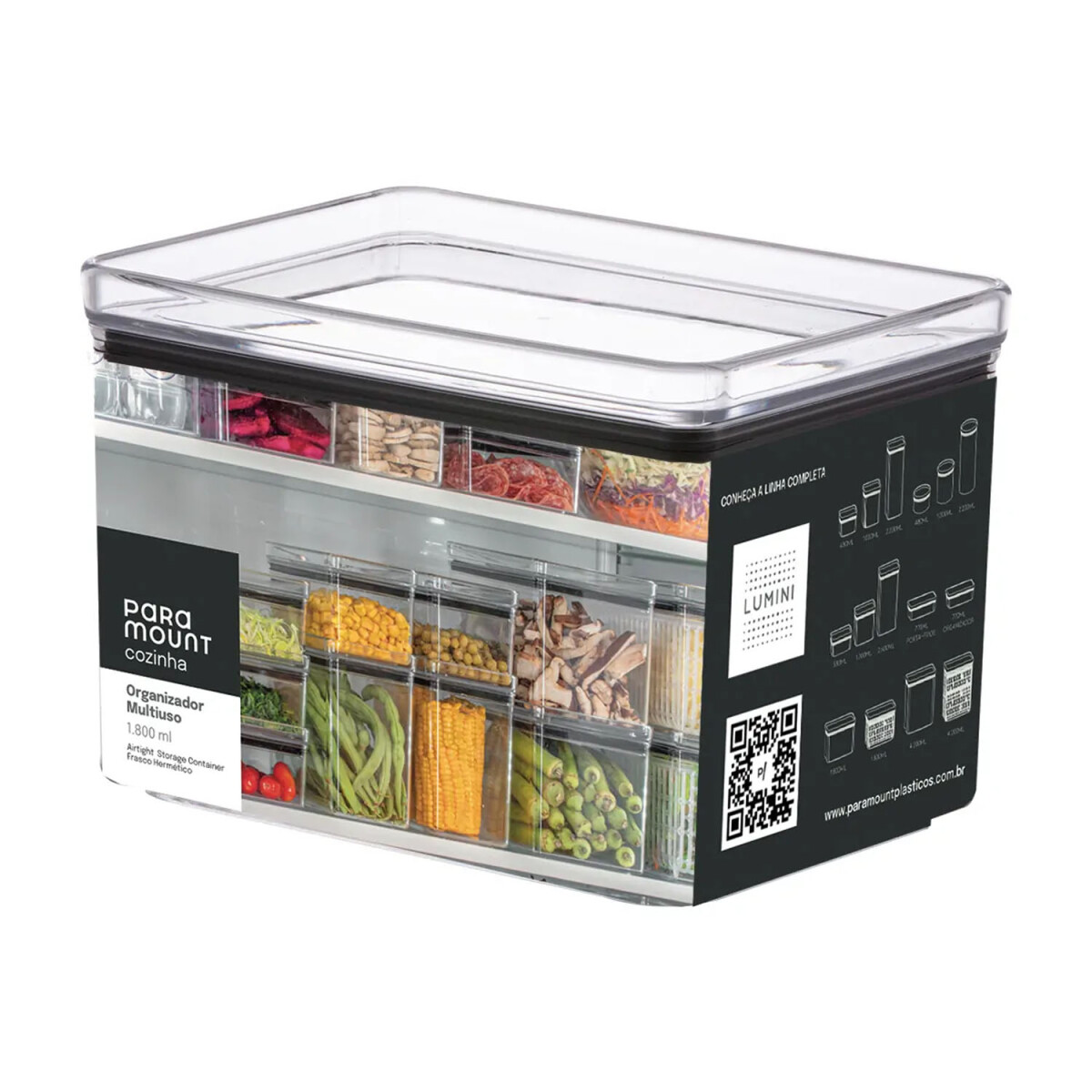 Pote Organizador Hermético Rectangular Multiuso Lumini 1.8Lt - Transparente 