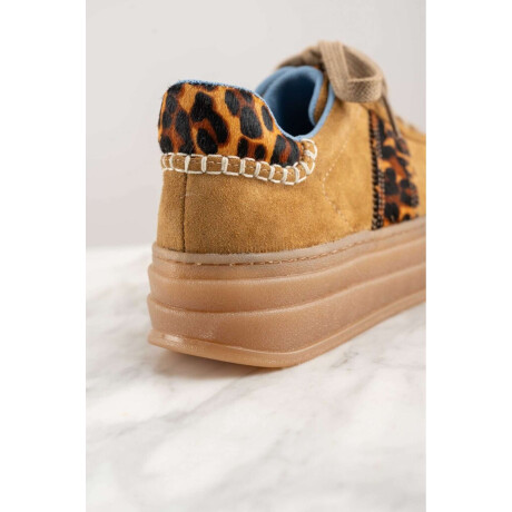 Zapatilla Combinada Cuero Camel