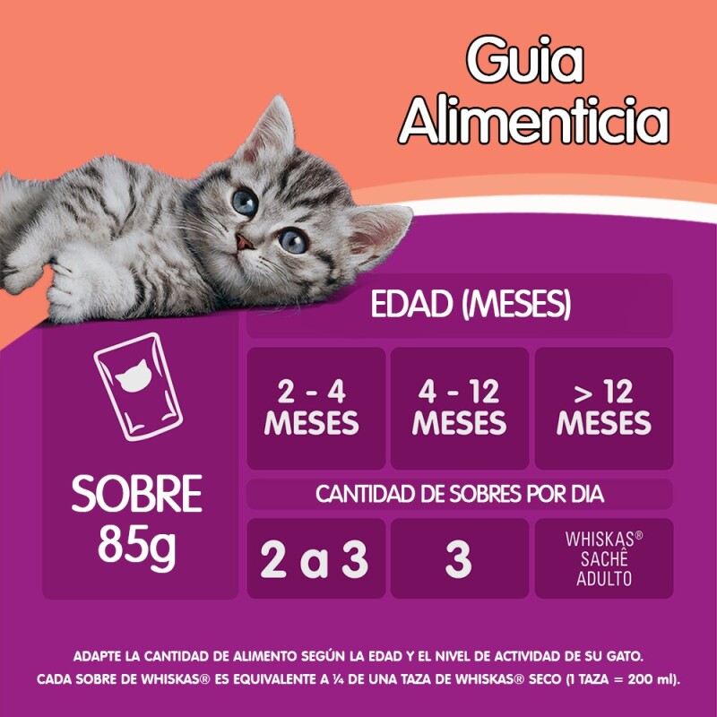 WHISKAS EN SALSA SOUFFLE CARNE GATITOS ALIMENTO HUMEDO 85 GR