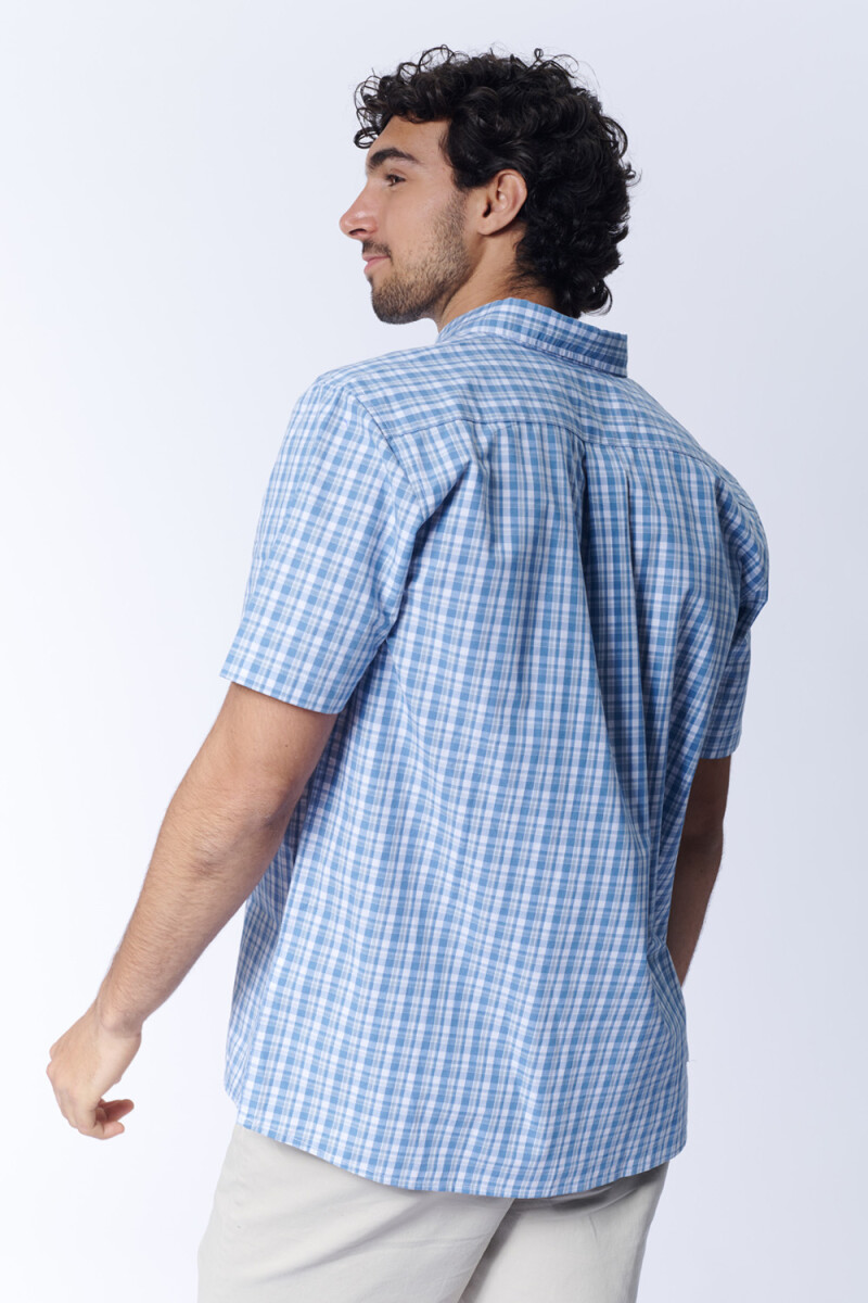 Camisa manga corta a cuadros Azul