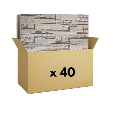 40 Placas Revestimiento Pared Autoadhesiva 70x77cm Promo X40 Piedra Clara
