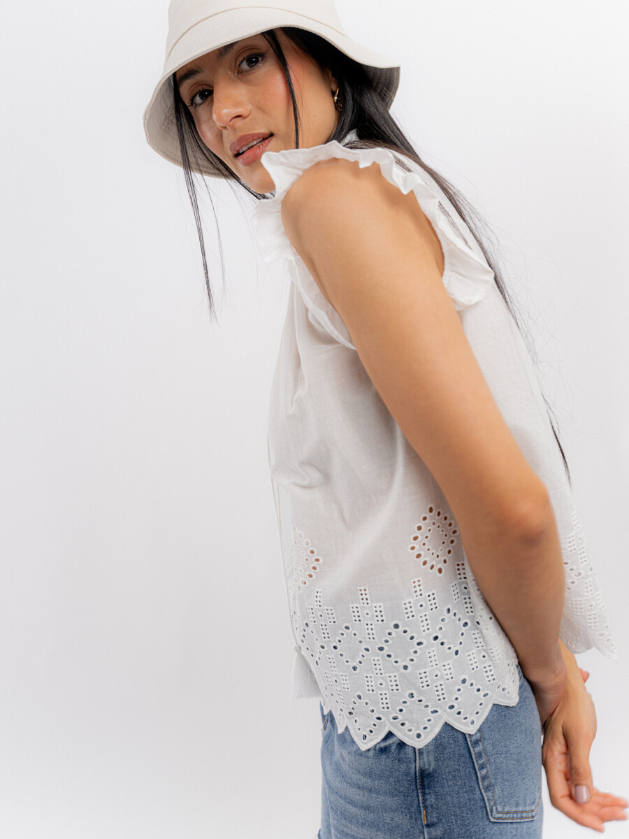 Blusa broderie volados 