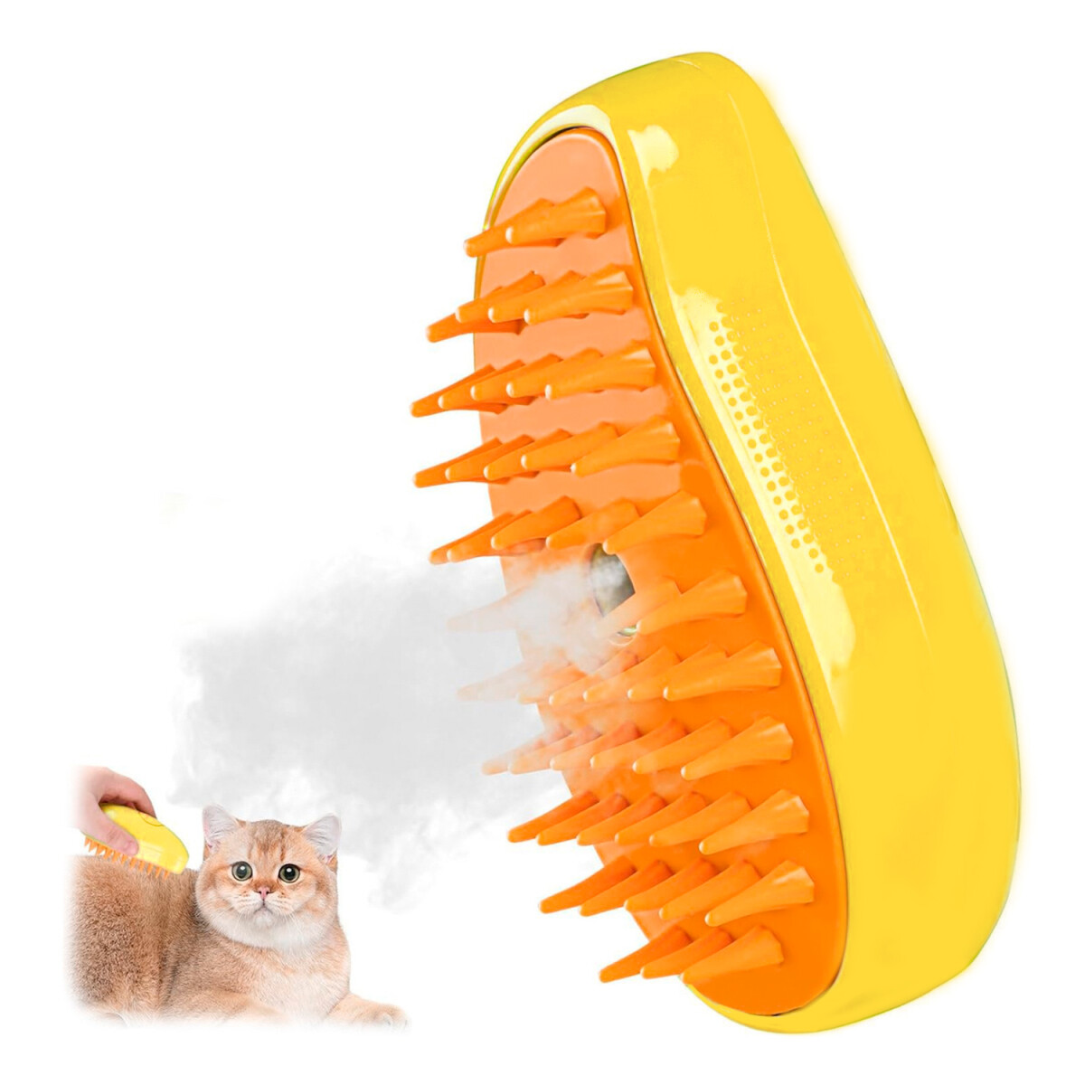 Cepillo Peine Con Spray Pelo Saca Nudos Perro Gato Mascota - Variante Color Amarillo 
