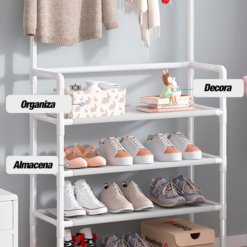 Perchero Zapatera Organizador Negro Blanco