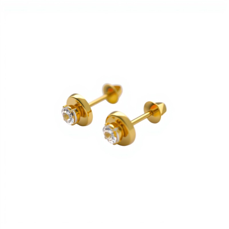 Abridores Zirconia blanca-Oro 18k-Piedra Zirconia-AB9533 conpiedra
