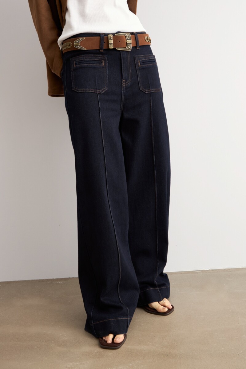Jean flare Aria bolsillos plaqué jean oscuro