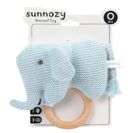 Sonajero Elefeante de Crochet con Aro CELESTE