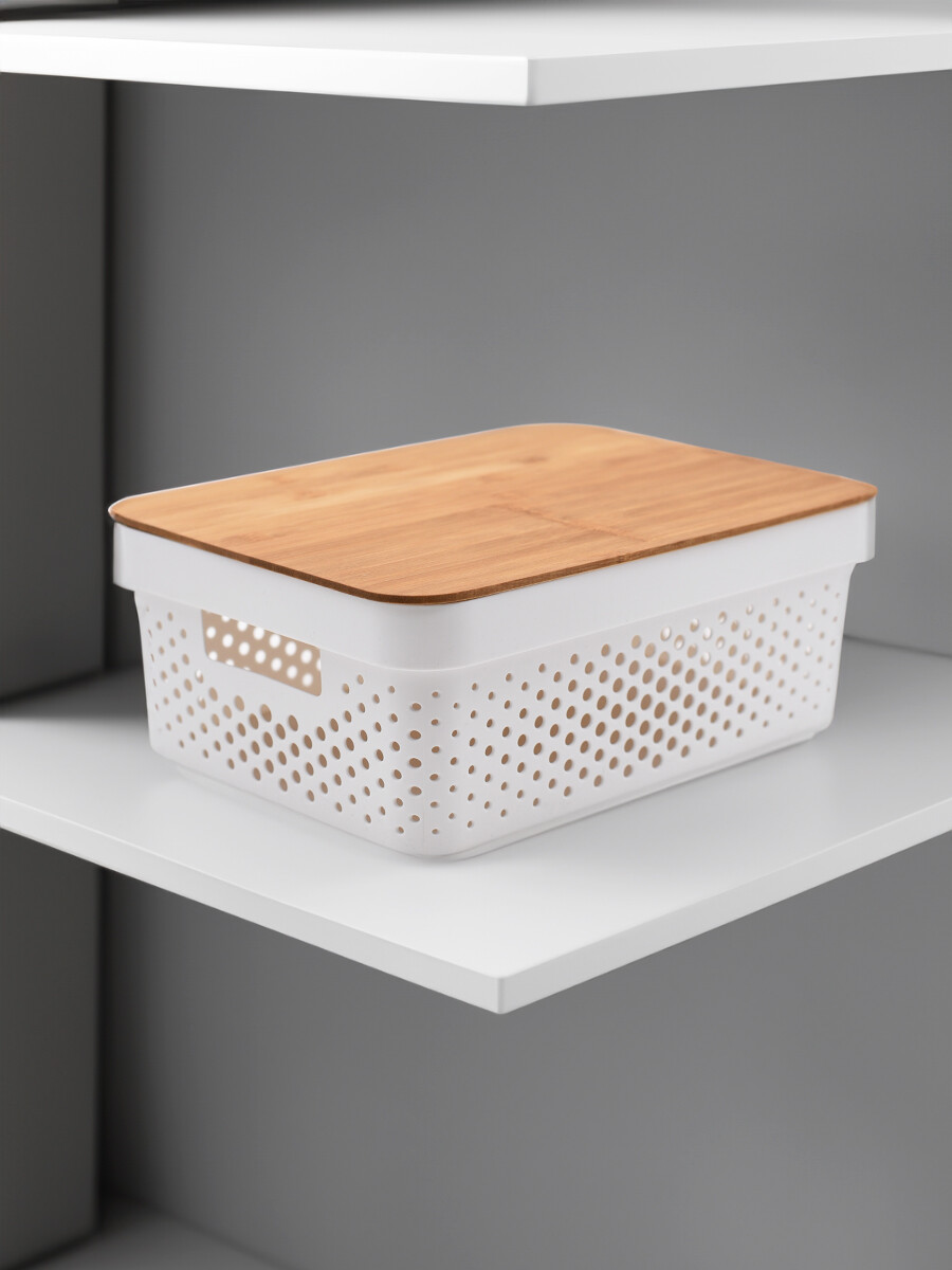 ORGANIZADOR CON TAPA DE BAMBU - BLANCO 