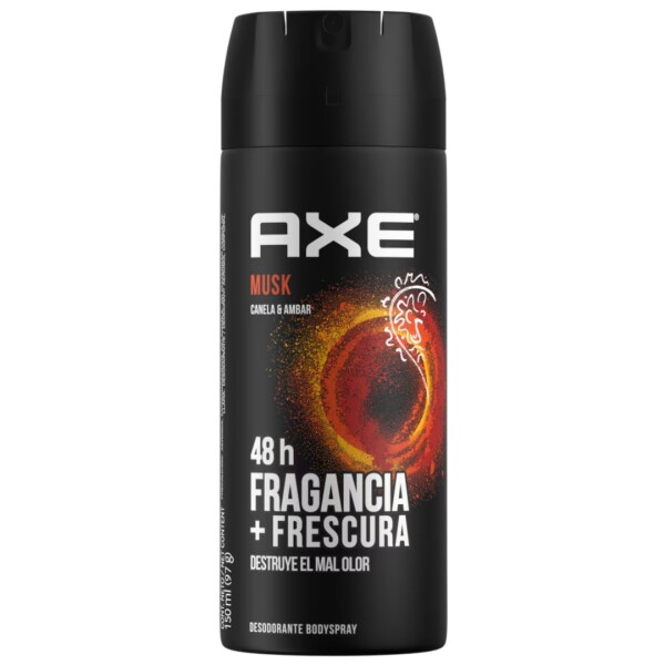 Desodorante AXE Musk Canela y Ambar 48hs - 150ml. Desodorante AXE Musk Canela y Ambar 48hs - 150ml.