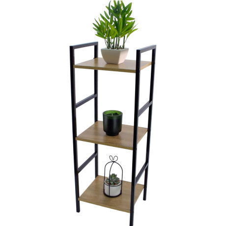 Estantería Vertical 3 Niveles Madera y Metal 29,5x24x80 cm Madera/negro