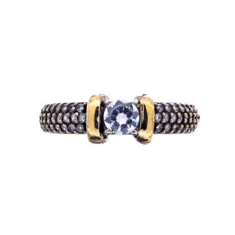 Anillo de plata 925, double en oro 18 ktes y circonias. Anillo de plata 925, double en oro 18 ktes y circonias.