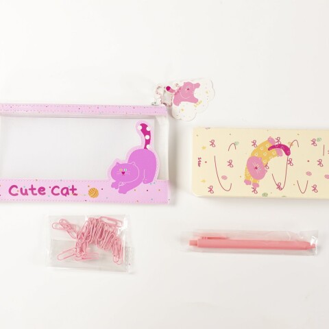 SET DE PAPELERÍA DE 4 PIEZAS CON ESTUCHE PARA BOLÍGRAFOS (MIMI/ROSA) SET DE PAPELERÍA DE 4 PIEZAS CON ESTUCHE PARA BOLÍGRAFOS (MIMI/ROSA)