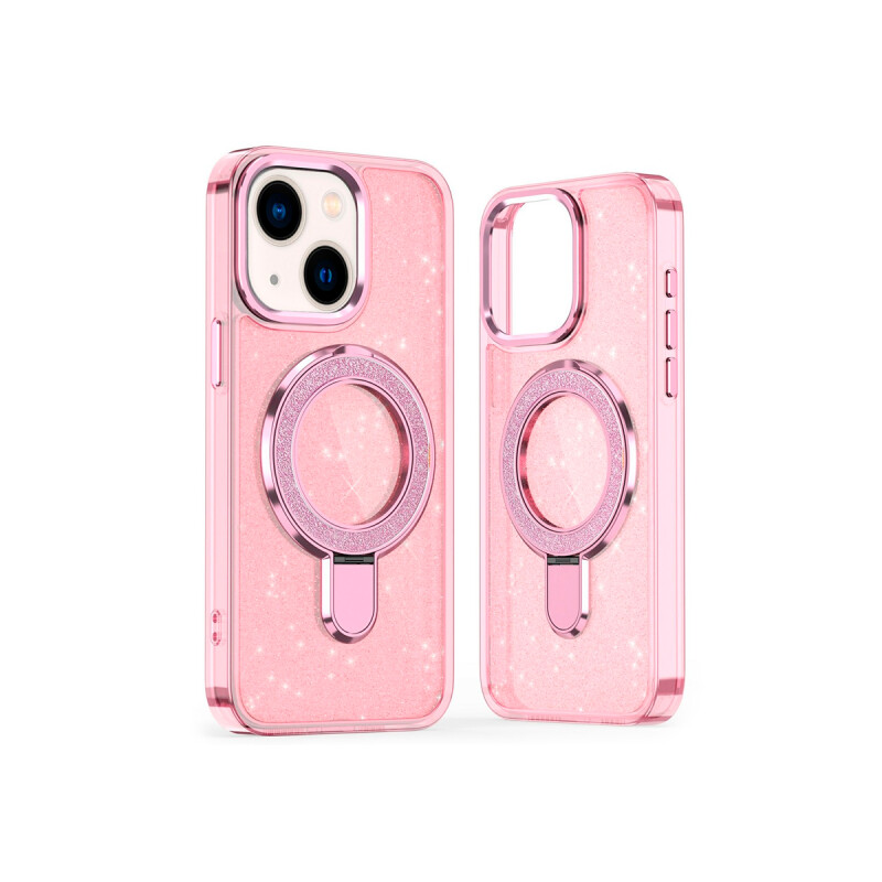 Protector para iPhone 13/14 brillos rosa con anillo soporte Protector Para Iphone 13/14 Brillos Rosa Con Anillo Soporte
