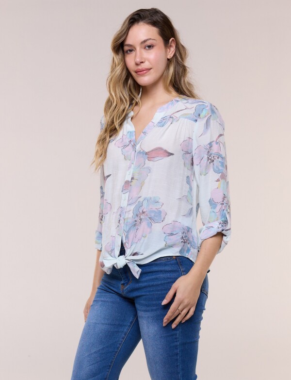 Blusa Botones Nudo CELESTE/MULTI