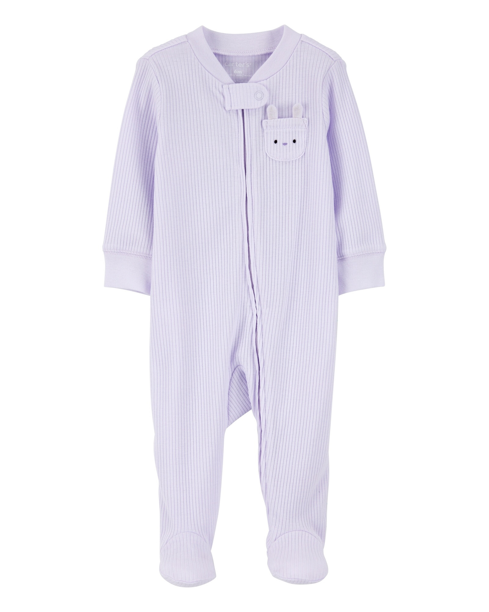Pijama una pieza de algodón acanalado, con pie, bolsillo conejita Pijama una pieza de algodón acanalado, con pie, bolsillo conejita