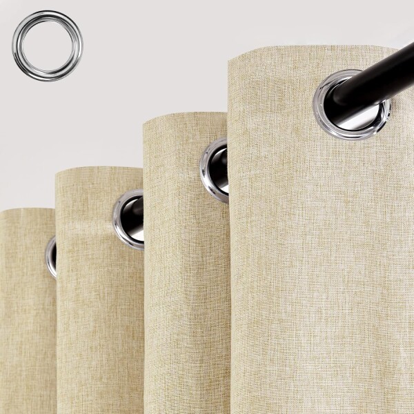 Cortina 100% Blackout 2Paños 140x220 Textura Lino Doble Faz Variante Color Beige