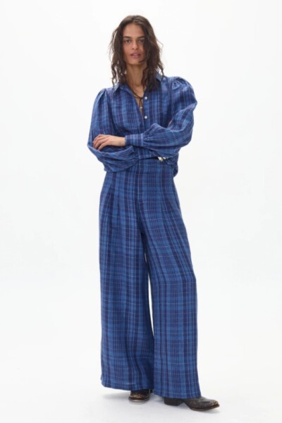 CAMILLE LINEN SHIRT Azul