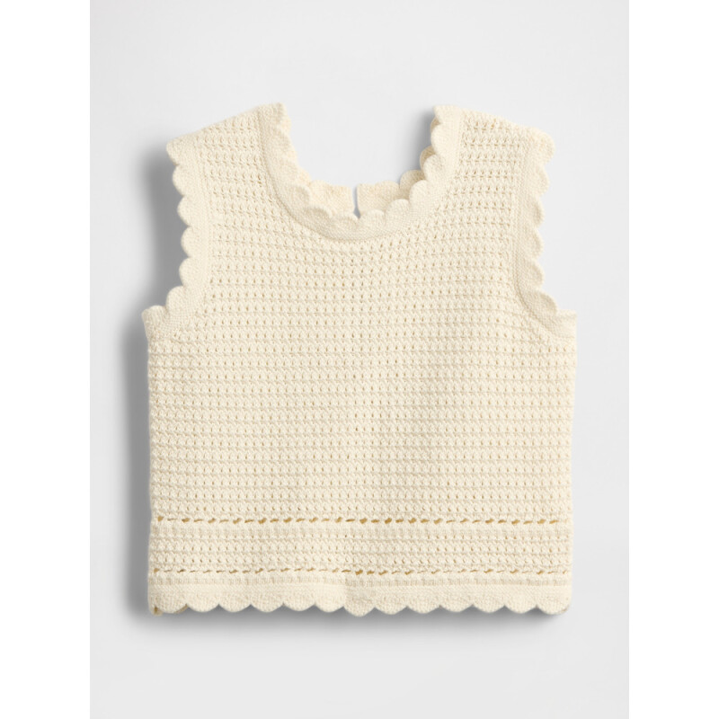 SL CROCHET BTN BACK TOP IVORY FROST