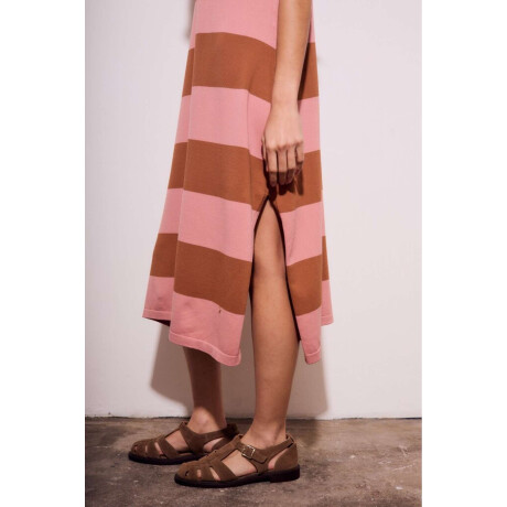 Vestido Tejido Rayado Rosa