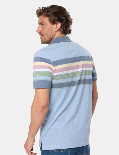 REMERA POLO RAYADA Celeste