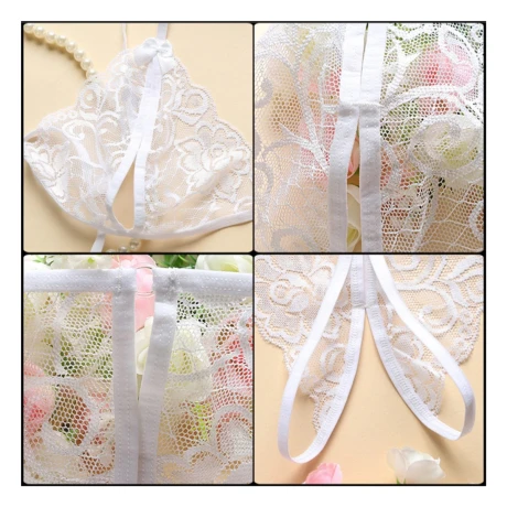 Conjunto Abierto De Encaje Sexy Blanco
