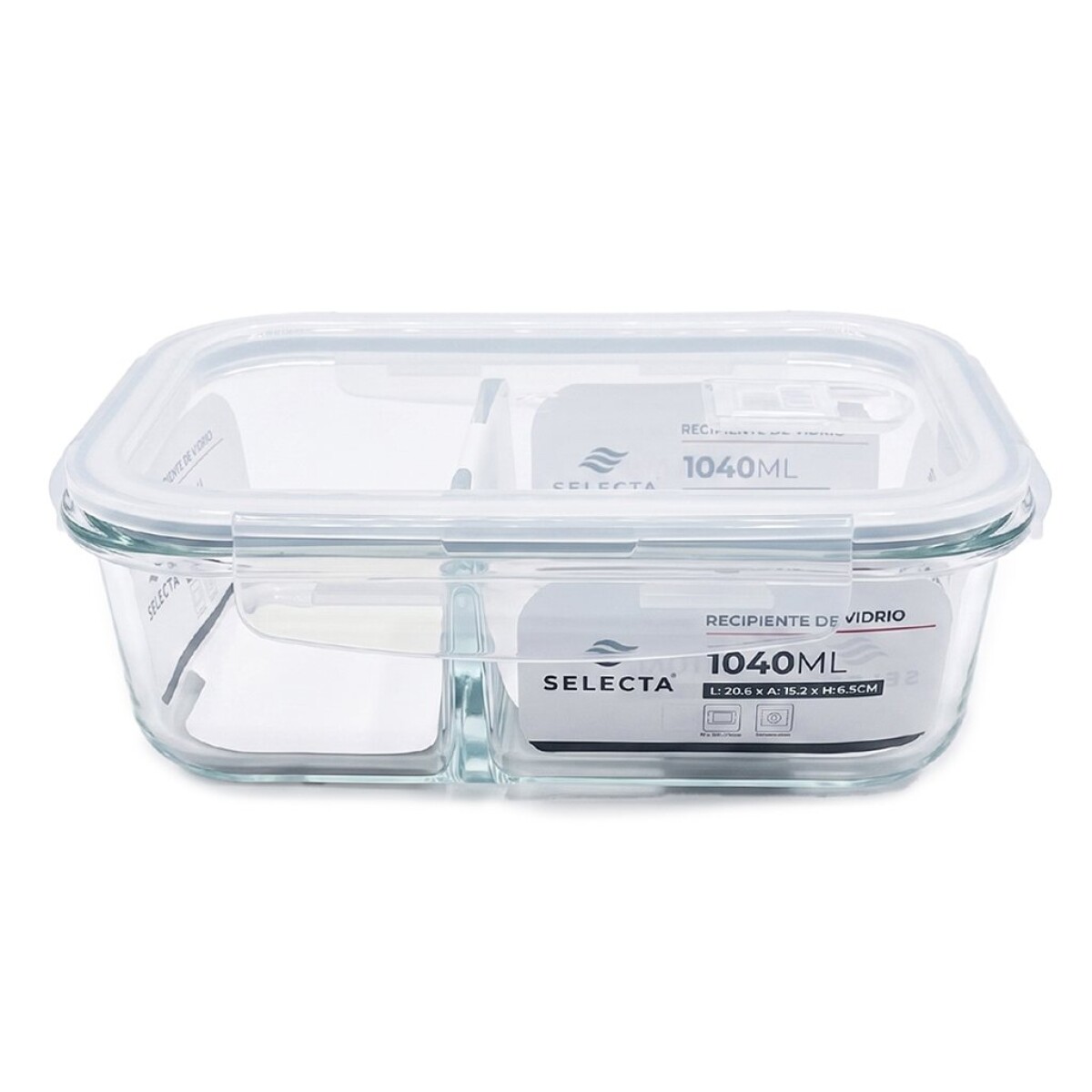 RECIPIENTE RECTANGULAR BOROSILICATO 1040ML 20.5X15.5XH6.5CM C/DIVISION 