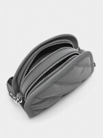 Bolso Bandolera Textura Suave Y Colgante gris