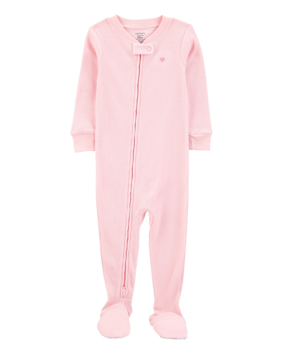 Pijama térmico una pieza de algodón, con pie, rosado 