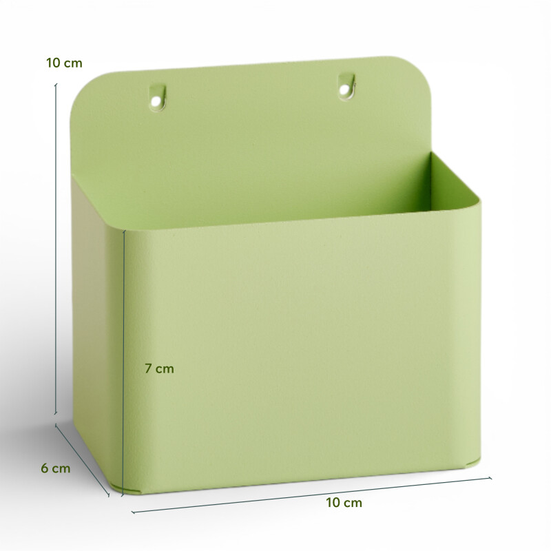 Caja cuadrada pequeña para panel perforado pegboard metálico Verde