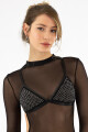 Mesh bra strass Negro